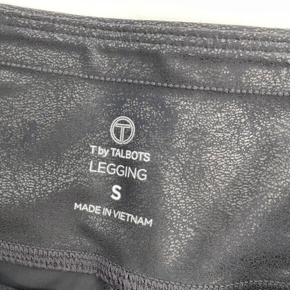 T by Talbots Black Crackle Embossed Faux Leather Moto Leggings Womens Size Small - Picture 4 of 9